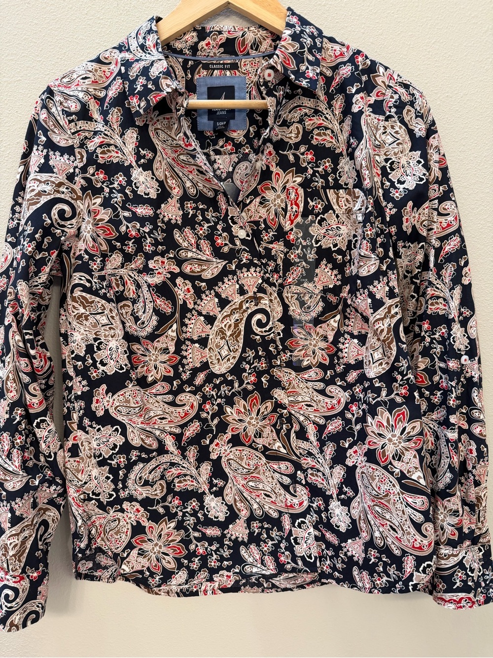 Nautica Navy Paisley Button-Up Shirt